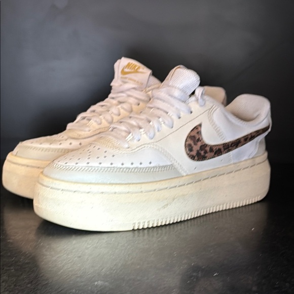 Nike Court Vision Alta White and Brown Platform Sneakers Size 8 - Picture 5 of 7